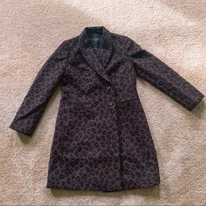 Ann Taylor Womens Leopard Print Pea Coat